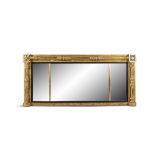 A WILLIAM IV GILTWOOD COMPARTMENTED OVERMANTLE MIRROR, c.1830, of rectangular form,