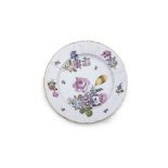 A 'MEISSEN' PLATE ON A WHITE GROUND WITH GILT RIM, the body painted with sprays of summer flowers