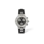 A STAINLESS STEEL AND RUBBER 'CHRONOGRAPH 21' CALENDAR CHRONOGRAPH BRACELET WATCH, BY CARTIER,