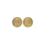 TWO AUSTRIAN GOLD 10 FRANC COINS, 1915 (5.4 grams)