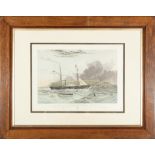 TWO LARGE FRAMED COLOURED ENGRAVINGS: 'South Sea Whale Fishery' and 'The View of H.M.