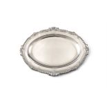 A LARGE GEORGE III SILVER TRAY, London c.1806, mark of Paul Storr, of oval form, with wavy