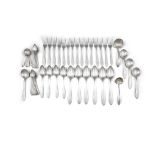 A LARGE SUITE OF AMERICAN SILVER TAPER HANDLE CUTLERY, comprising a set of 15 large table forks,