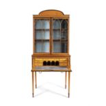 A SATINWOOD, ROSEWOOD BANDED AND EBONY AND BOXWOOD INLAID SECTRETAIRE CABINET, late 18th Century,