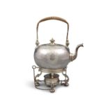A GEORGE IV BULLET SHAPED SILVER KETTLE AND BURNER ON STAND, London c.1929, mark of Crichton