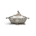 A FRENCH SILVER METAL TUREEN AND COVER, with 950 standard 'Minerve casquée' mark, of oval form,