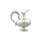 AN AUSTRIA-HUNGARIAN 19TH CENTURY SILVER EWER, of squashed baluster form, with punched decoration,