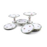 A DAVENPORT CHINA PART DESSERT SERVICE, c.1840, consisting of two circular tazzas (of varying