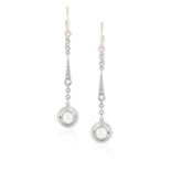 A PAIR OF DIAMOND PENDENT EARRINGS Each set with an articulated series of rose-cut diamonds in