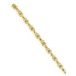 A GOLD AND CHRYSOPRASE BRACELET, ITALIAN, CIRCA 1955 Composed of a series of textured gold