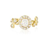 A DIAMOND CLUSTER RING Centring an old cushion-shaped diamond weighing approximately 1.20cts,