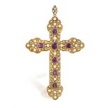 AN EARLY 20TH CENTURY AMETHYST AND DIAMOND CROSS PENDANT, CIRCA 1930 The pectoral reliquary