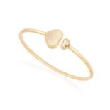 A DIAMOND AND MOTHER-OF-PEARL 'HAPPY HEARTS' BRACELET, BY CHOPARD The thin polished gold bangle,