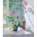 Kitty Wilmer O'Brien RHA (1910 - 1982) Windowsill With Pot Plants Oil on canvas on board,