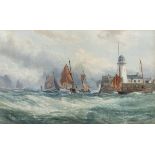 John Faulkner RHA (1835-1894) Howth Harbour, Dublin Watercolour, 44 x 72cm (17¼ x 28¼") Signed