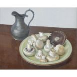 Carey Clarke PPRHA (b.1936) Still Life Study of Mushrooms and Pewter Jug Oil on canvas,