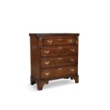 A GEORGE II STYLE INLAID WALNUT FOLDING TOP BACHELORS CHEST four long graduated drawers,