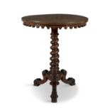 AN EARLY 19TH CENTURY INLAID WALNUT CIRCULAR OCCASIONAL TABLE, the top centred with a medallion,