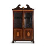 AN EDWARDIAN INLAID MAHOGANY DOUBLE DIAMOND DOOR WARDROBE, in the Georgian style,