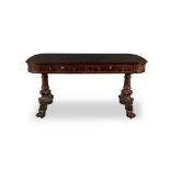 A WILLIAM IV ROSEWOOD LIBRARY TABLE, c.1835, with moulded rim, fitted with frieze drawers with