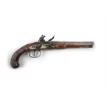 A GEORGE II FLINTLOCK PISTOL BY WILLIAM HENSHAW, London, staged barrel, fully stocked with silver