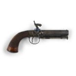 A 19TH CENTURY PERUCSSION OVERCOAT PISTOL BY CLOUGH AND SONS, New Bond St. swivel ramrod and chefel