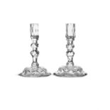 A PAIR OF FLAT-CUT CANDLESTICKS IN IRISH 18TH CENTURY STYLE AND OF THE PERIOD, with tall