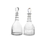 AN IRISH FULL-SIZE DECANTER IN THE MANNER OF PENROSE TRIPLE-RING NECK, the plain body cut with