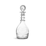 A FULL-SIZE BLOWN AND MOULDED PLAIN DECANTER c.1790, Cork Glass Company, with three milled neck