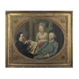 IN THE STYLE OF JOHAN ZOFFANY RA (1733 - 1810) A family scene, depicting a son reading to his