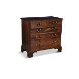 A GEORGE III MAHOGANY CHEST OF DRAWERS, rectangular moulded top above two short and three long