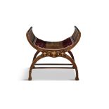 AN EDWARDIAN INLAID MAHOGANY FRAME STOOL, c.1900, with tapestry seat, the frame decorated with