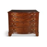 A GEORGE III MAHOGANY SERPENTINE FRONT GENTELMAN'S SECRETAIRE CHEST OF DRAWERS, c.