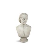 ROBERT JACKSON (FL.1875-95) A marble bust of a lady, with plaited hair, dressed in a collared