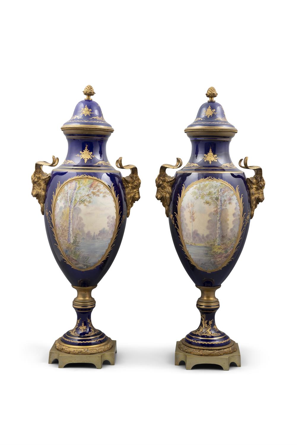 A PAIR OF 19TH CENTURY 'SEVRES STYLE' PORCELAIN VASES AND COVERS, one signed 'C. - Image 3 of 5