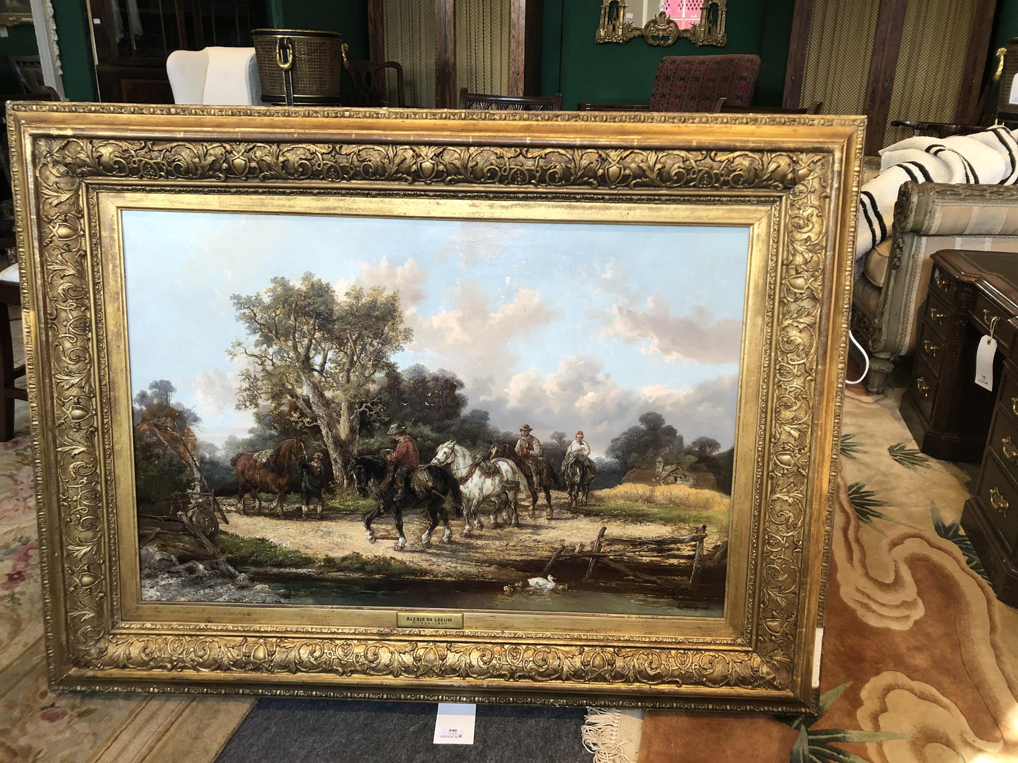 ALEXIS DE LEEUW (1822 - 1900) Landscape with farm workers and horses Oil on canvas, 60. - Bild 8 aus 8