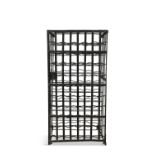 A PAIR OF FRENCH METAL WINE CAGES, of rectangular upright form, the door opening to ten tier rack.