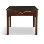 A GEORGE III MAHOGANY RECTANGULAR ARCHITECT'S TABLE, the hinged top with adjustable angle,