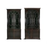 A NEAR PAIR OF GEORGE III STYLE MAHOGANY GOTHIC BOOKCASES, by James Hicks, 5 Lower Pembroke St,