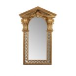 A FINE IRISH ARCHITECTURAL CARVED GILTWOOD MIRROR ATTRIBUTED TO JOHN AND FRANCIS BOOKER C.1760,