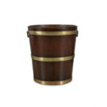 A PAIR OF 19TH CENTURY MAHOGANY BRASS BOUND FUEL BUCKETS of coopered construction,