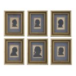 MARY DELANY (1700 - 1788) A collection comprising; six framed silhouette portraits; a collection