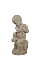 THE ROYAL IRISH ART UNION A 19th century painted plaster model, depicting a young child protecting
