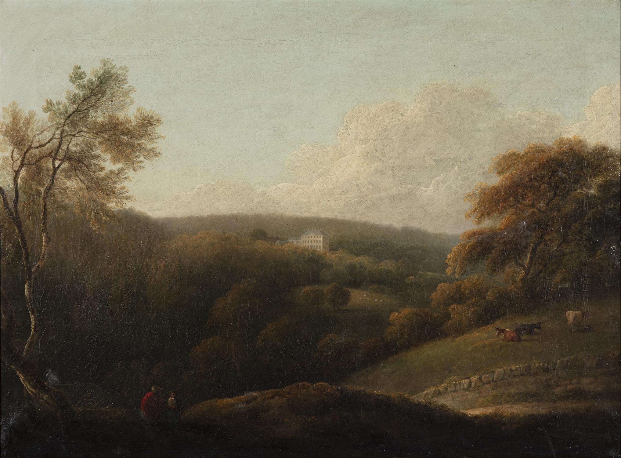 HENRY BROCAS (1790-1846) Figures on a Wooded Path with Cattle and country Home in the Background. - Bild 2 aus 3