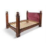 A WILLIAM IV MAHOGNAY FRAMED DOUBLE BED, by Williams and Gibton, the ends with lotus carved