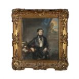 BRITISH SCHOOL C.1840 A Gentleman seated by a table; A Lady and Child Standing in an interior A
