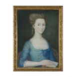 IRISH SCHOOL (18TH CENTURY) Portrait of a young lady in a blue dress, half-length,