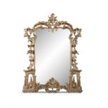 AN IRISH GILTWOOD OVERMANTLE MIRROR, 19th century, by Butlers of Dublin, label verso,