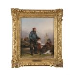 WILLIAM SHAYER SNR (1787 - 1879) A Fisherman with two children and his catch Oil on canvas, 35.