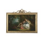 FOLLOWER OF WATTEAU Lovers and attendants in forest landscape A pair, oils on canvas,
